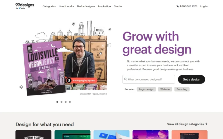 Captura del sitio web de 99designs