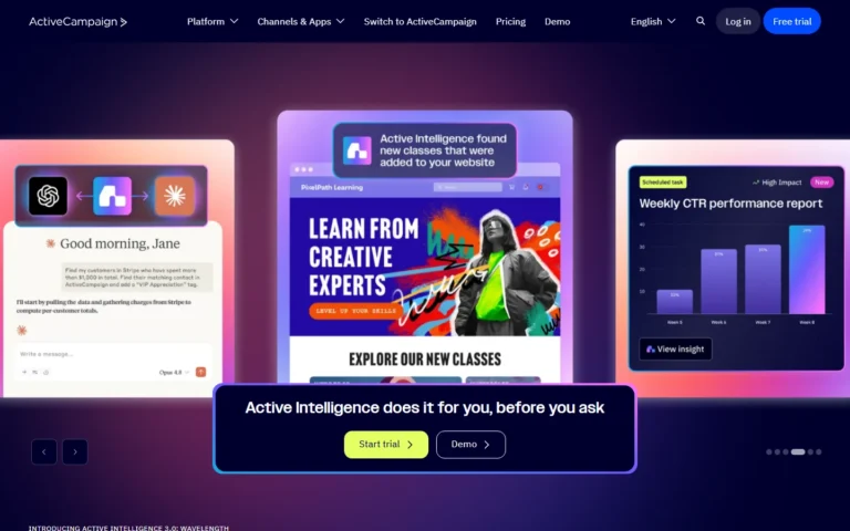 Captura del sitio web de ActiveCampaign