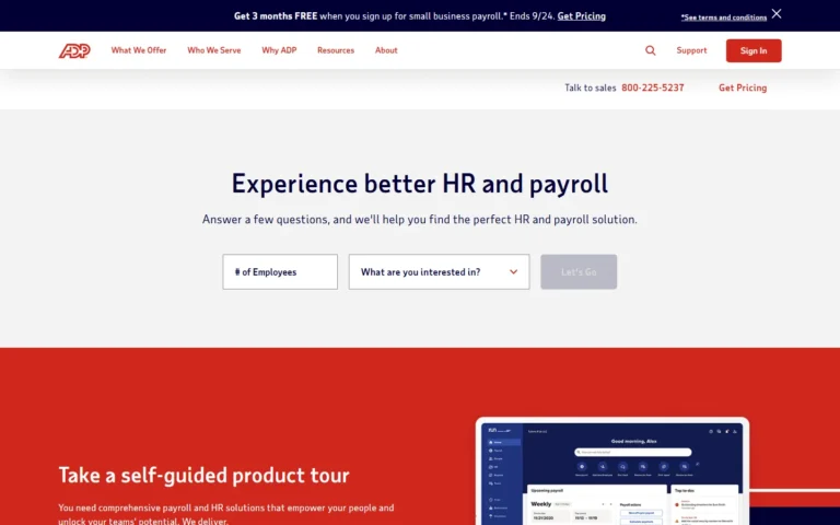 Captura del sitio web de ADP