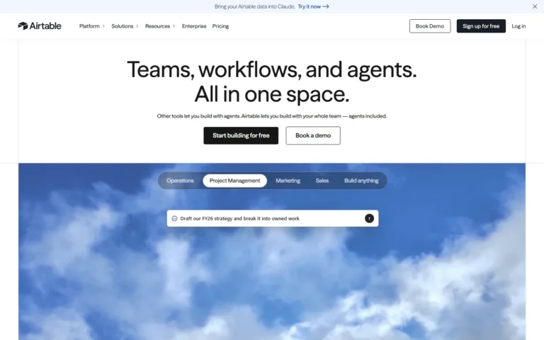 Captura del sitio web de Airtable