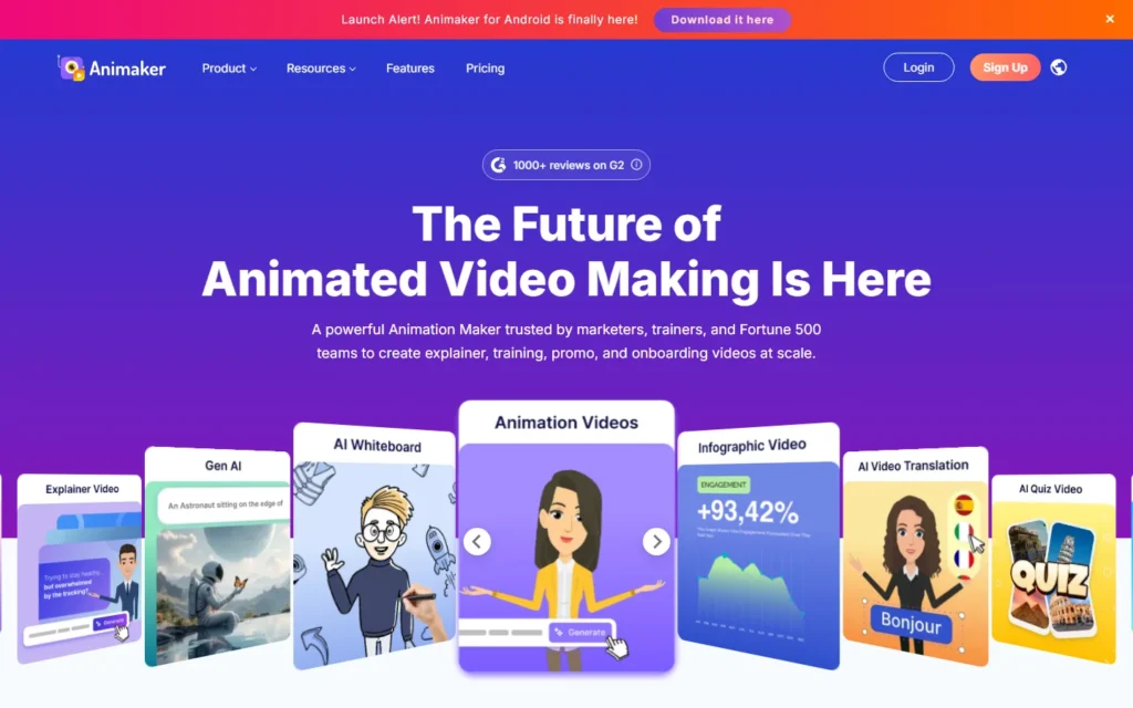 Captura del sitio web de Animaker