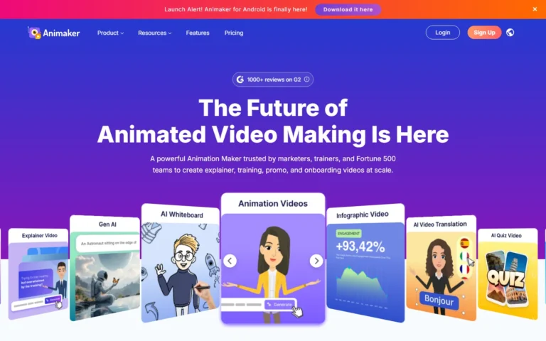 Captura del sitio web de Animaker