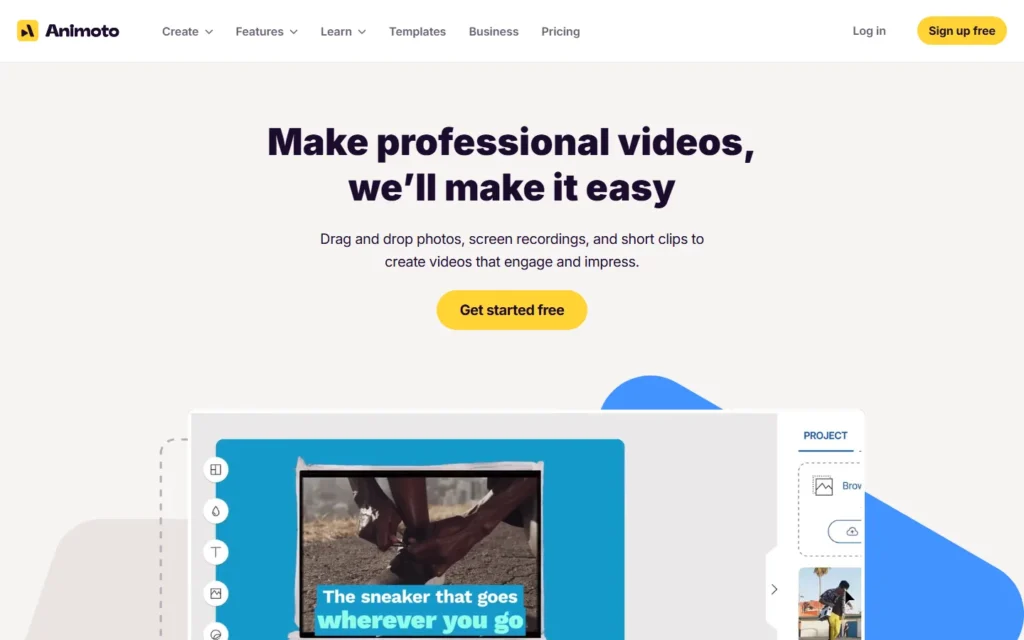 Captura del sitio web de Animoto