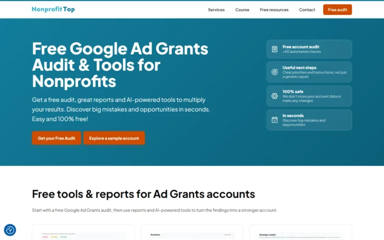 Captura del sitio web de Ad Grants Toolkit