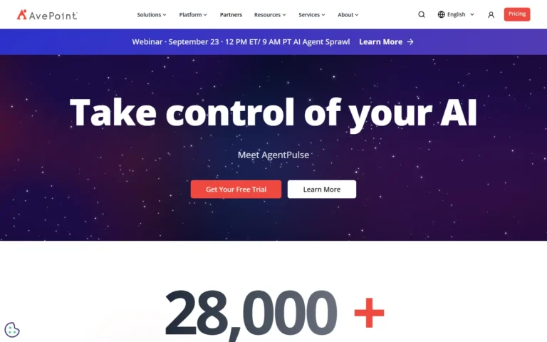 Captura del sitio web de AvePoint