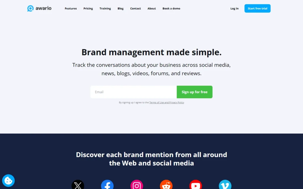 Captura del sitio web de Awario