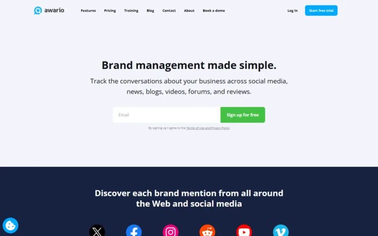 Captura del sitio web de Awario