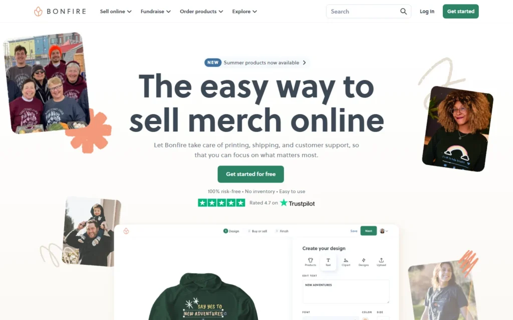 Captura del sitio web de Bonfire