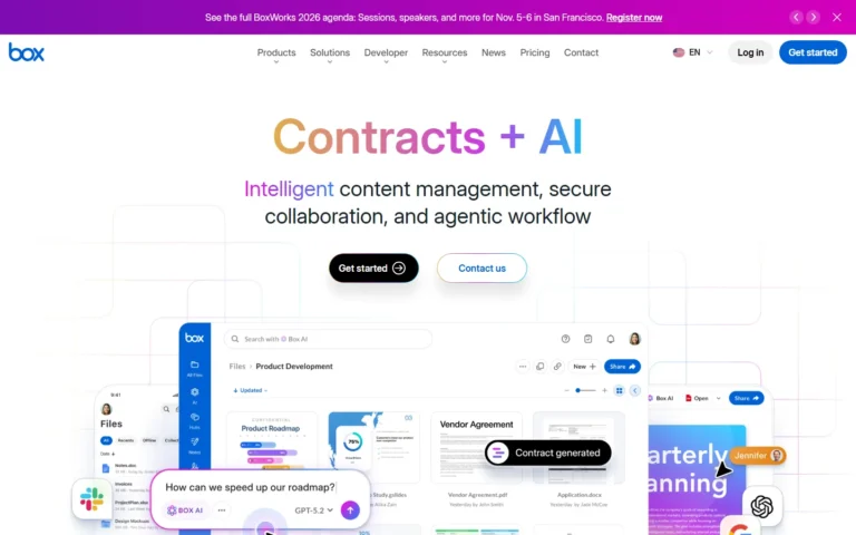 Captura del sitio web de Box