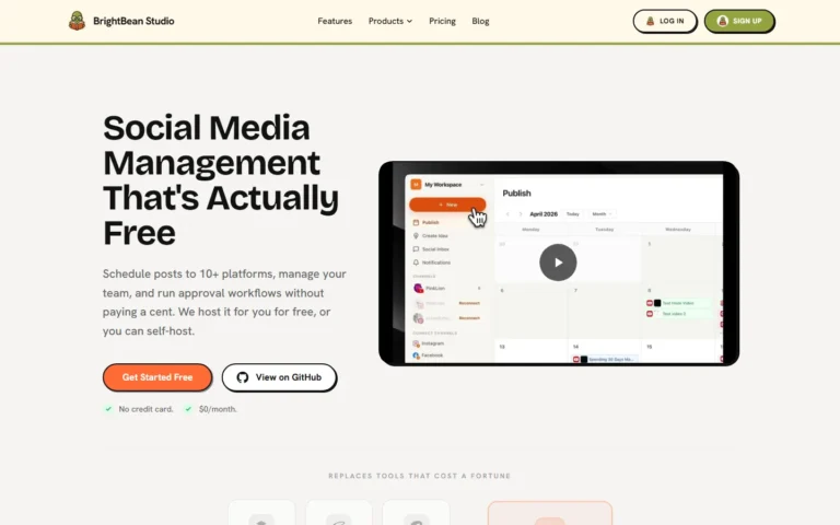 Captura del sitio web de Bright Bean