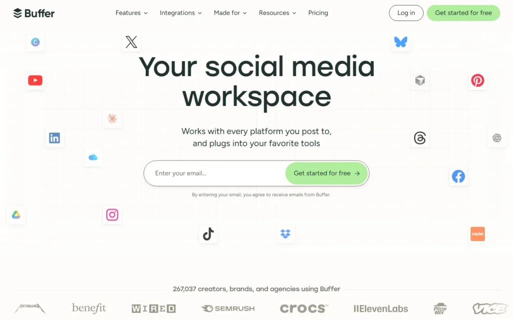 Captura del sitio web de Buffer
