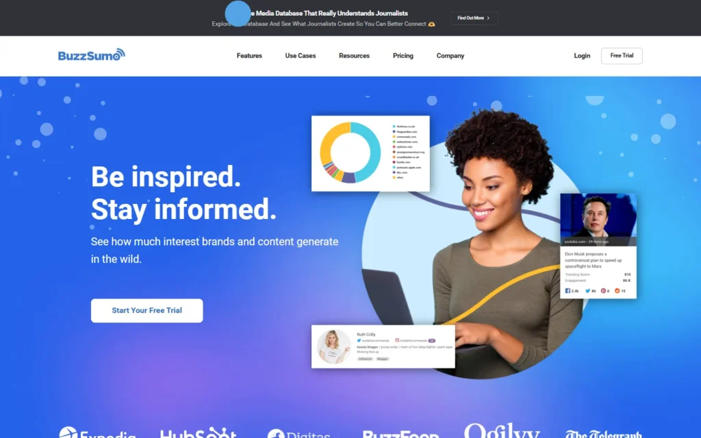 Captura del sitio web de Buzzsumo