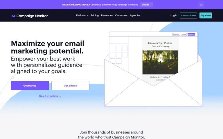 Captura del sitio web de Campaign Monitor