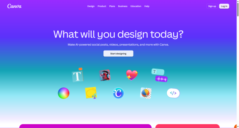 Captura del sitio web de Canva