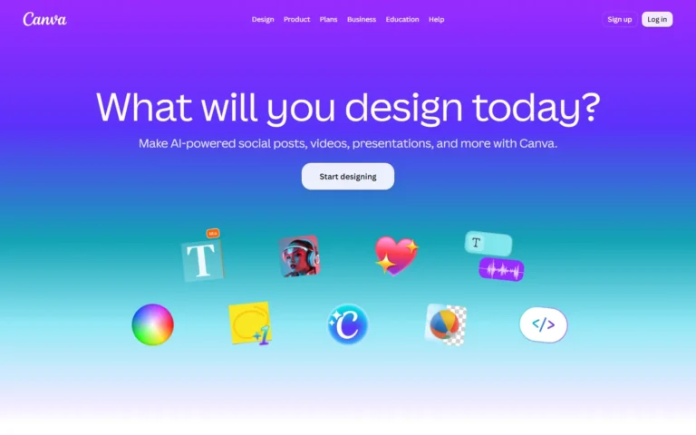 Captura del sitio web de Canva