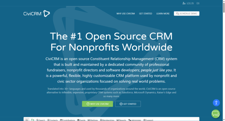 Captura del sitio web de CiviCRM