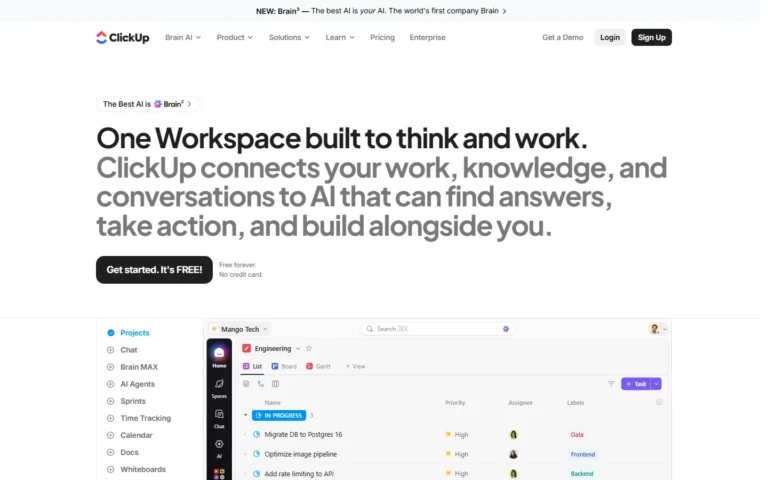 Captura del sitio web de ClickUp