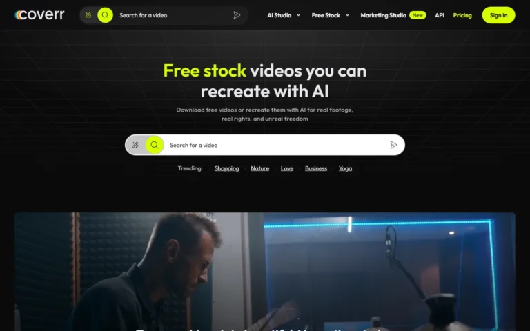 Captura del sitio web de Coverr