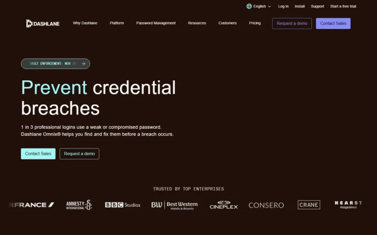 Captura del sitio web de Dashlane