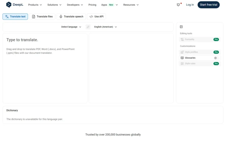 Captura del sitio web de DeepL