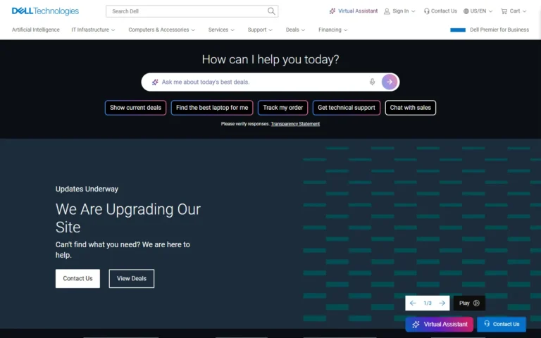 Captura del sitio web de Dell