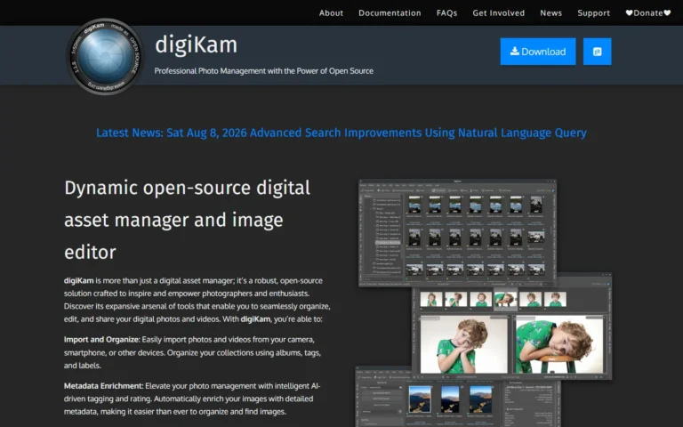 Captura del sitio web de digiKam