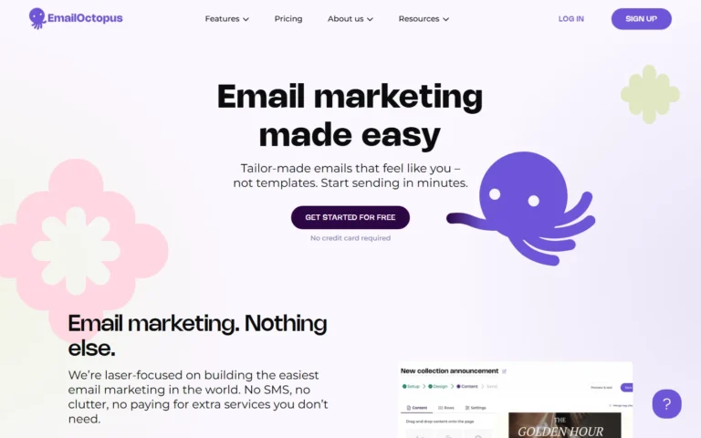 Captura del sitio web de EmailOctopus