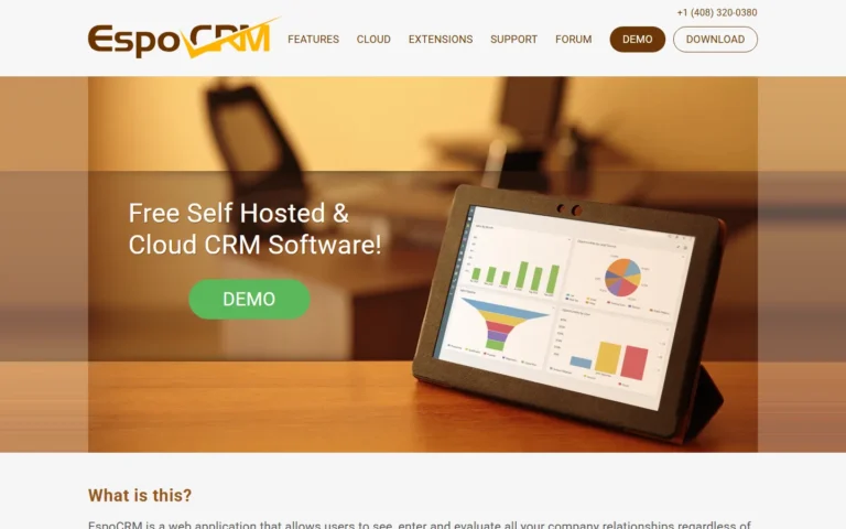 Captura del sitio web de EspoCRM