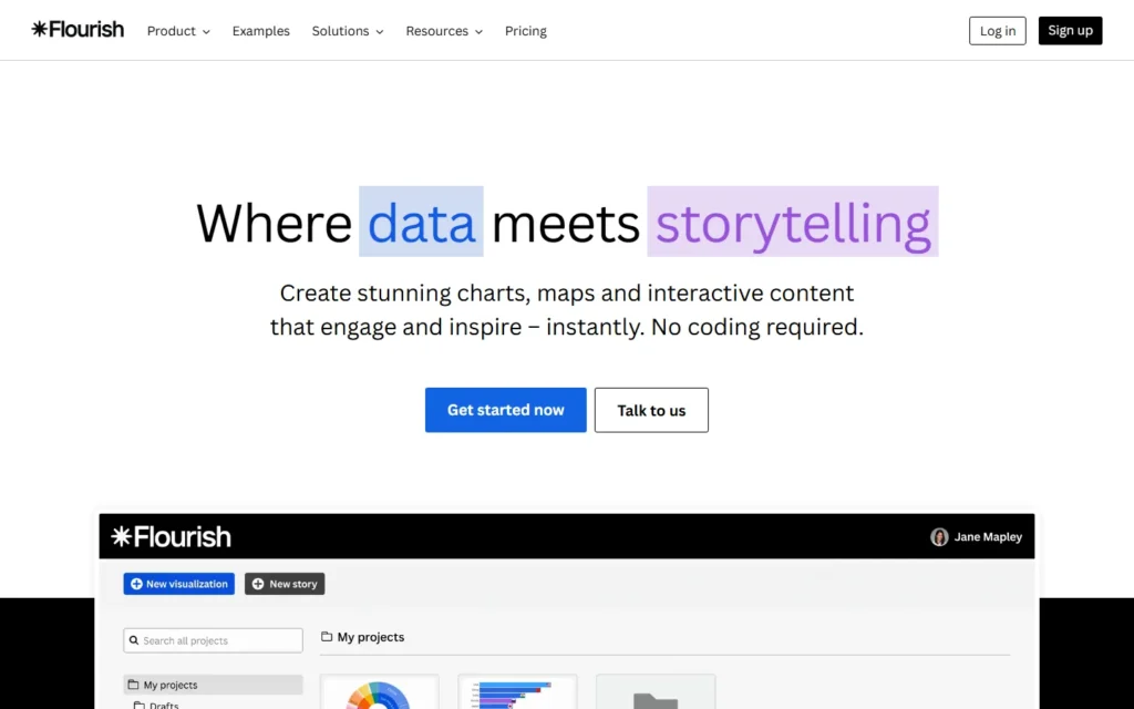 Captura del sitio web de Flourish