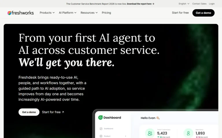 Captura del sitio web de Freshdesk