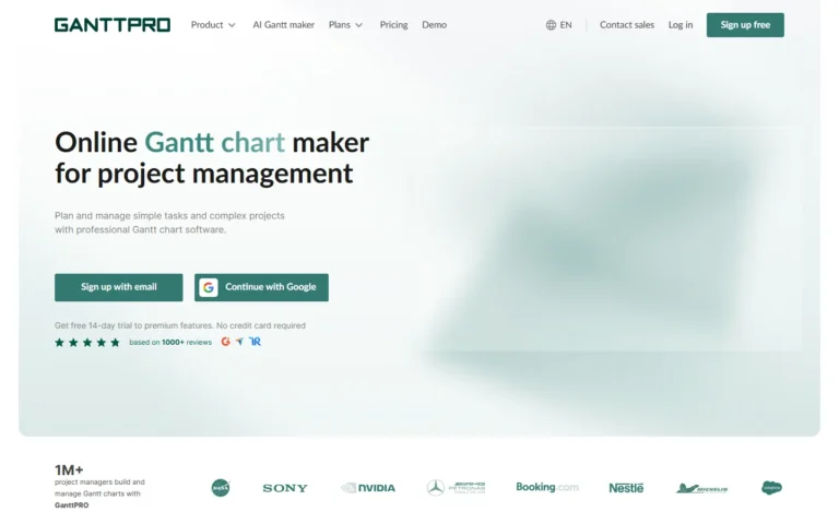 Captura del sitio web de GanttPro