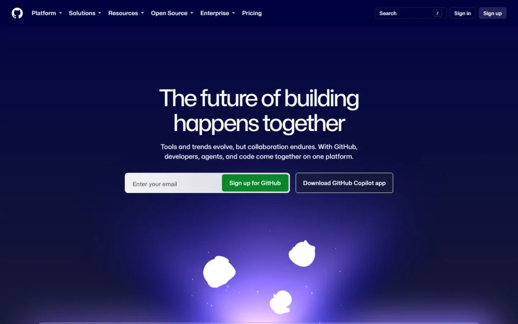 Captura del sitio web de Github