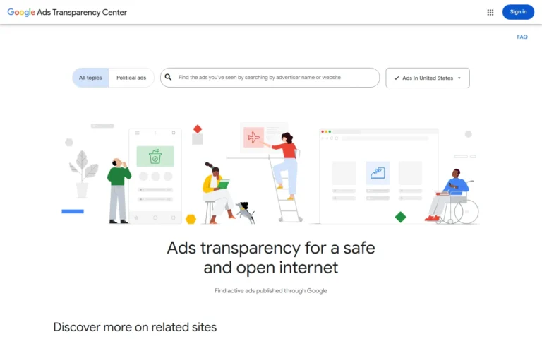 Captura del sitio web de Google Ads Transparency Center