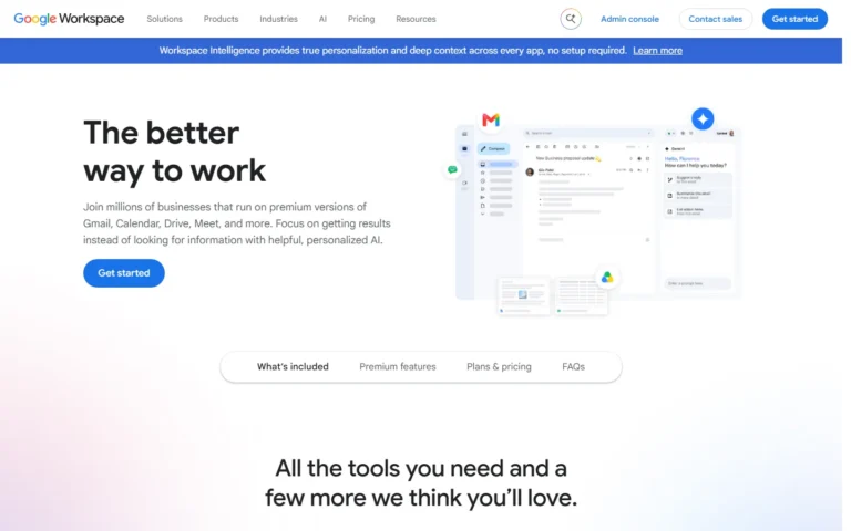 Captura del sitio web de Google Workspace