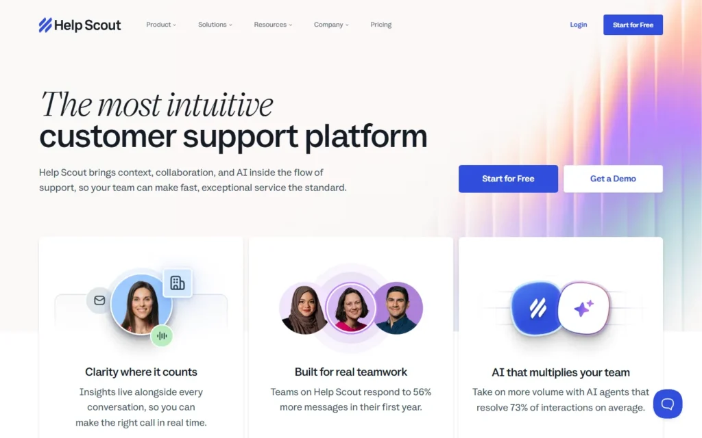 Captura del sitio web de Help Scout