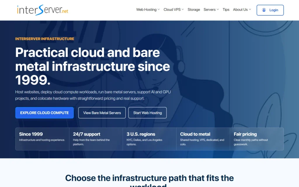 Captura del sitio web de Interserver