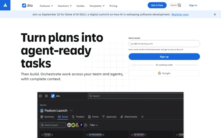 Captura del sitio web de Jira