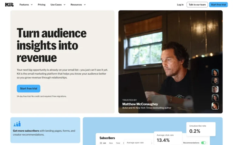 Captura del sitio web de Kit