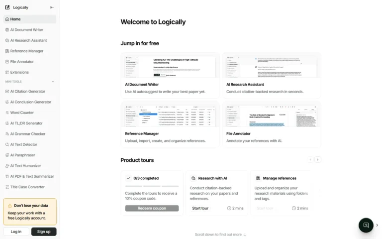 Captura del sitio web de Logically