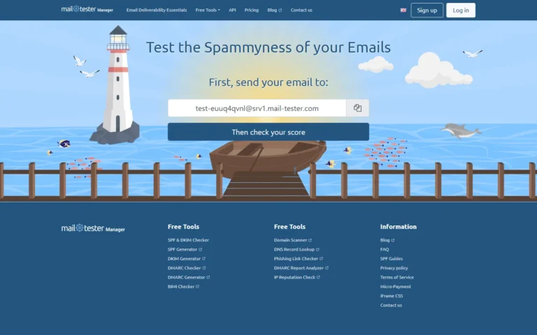 Captura del sitio web de Mail Tester