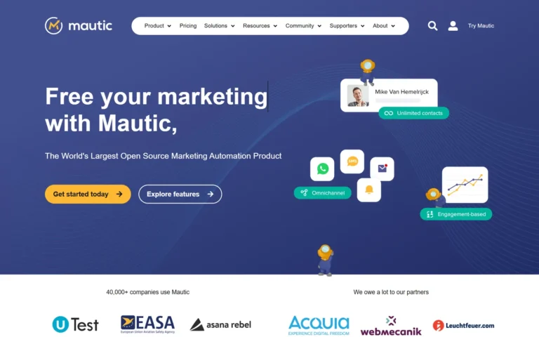 Captura del sitio web de Mautic