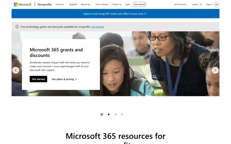 Captura del sitio web de Microsoft 365