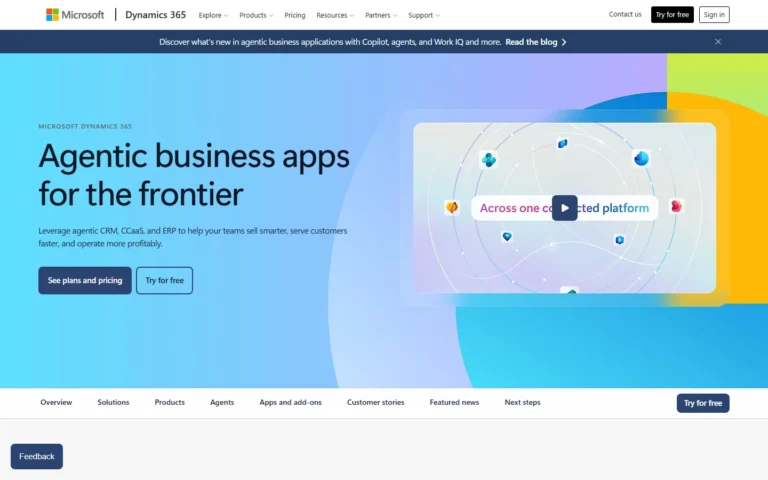 Captura del sitio web de Microsoft Dynamics 365