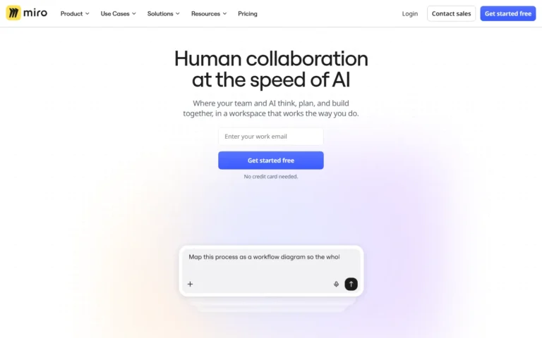 Captura del sitio web de Miro