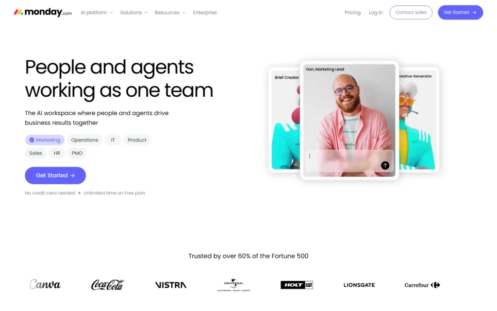 Captura del sitio web de Monday.com