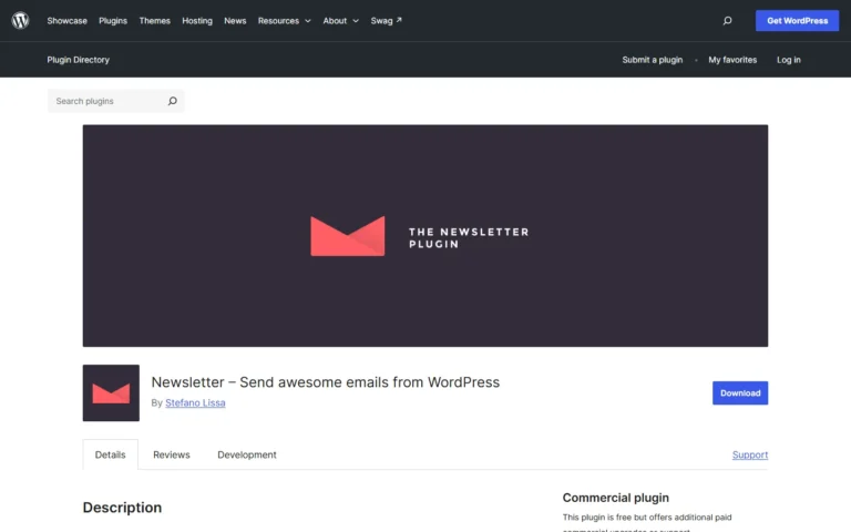 Captura del sitio web de Newsletter for WordPress