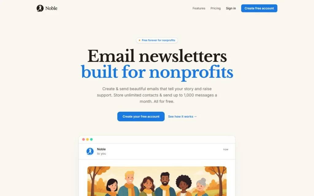 Captura del sitio web de Noble Letters