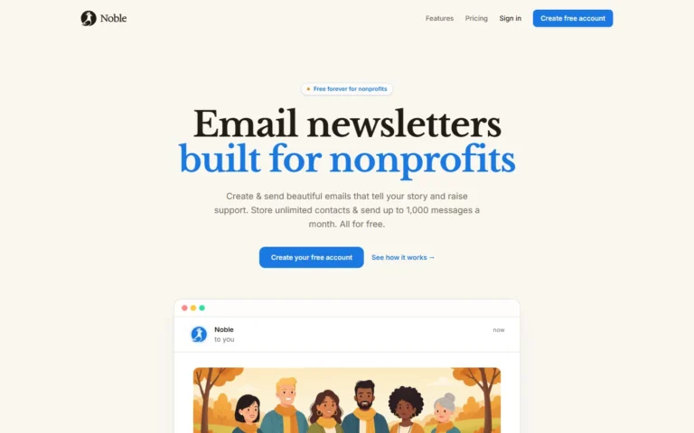 Captura del sitio web de Noble Letters