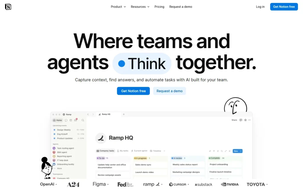 Captura del sitio web de Notion