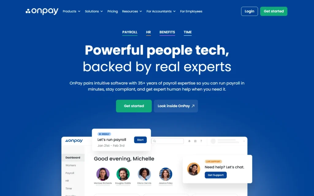 Captura del sitio web de OnPay
